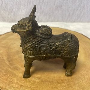 Antique Brass Brahma Bull Handmade Statue Dhokra Artwork